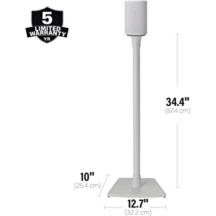 Sanus Lautsprecherständer für Sonos Era 100 Paar WSSE12 (Feste Höhe) - Optimale Hörhöhe 87,40 cm, Integriertes Kabelmanagement, Sicherungshardware, Gummifüße und höhenverstellbare Teppichspikes – Bild 2
