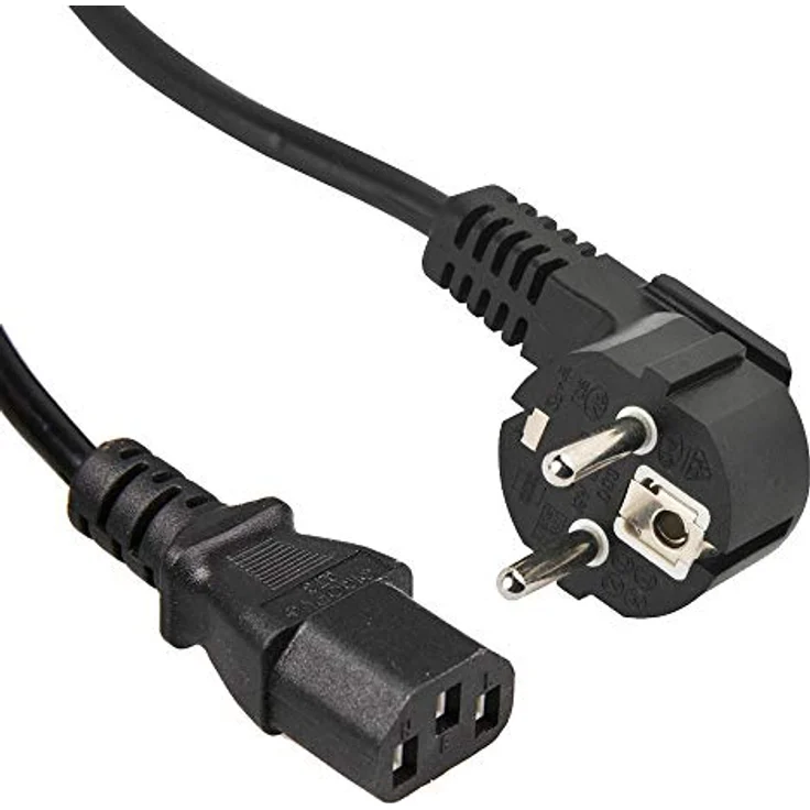 PremiumCord Netzkabel 230V 1m, Stromkabel mit Schutzkontakt gewinkelt auf Kaltgerätebuchse C13, IEC 320, PC Netzkabel 3 Polig, Farbe schwarz – Bild 3