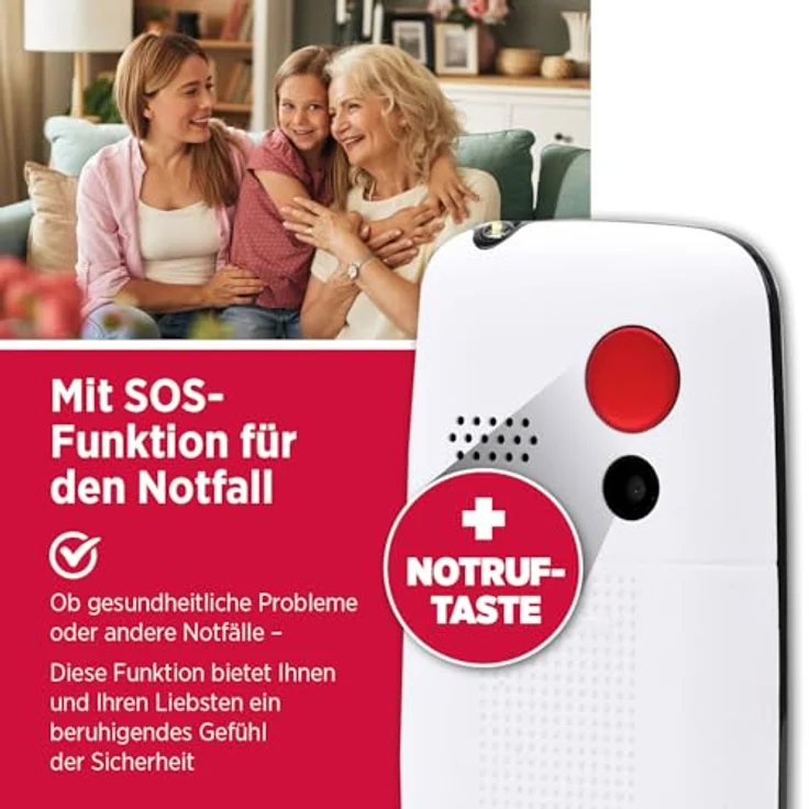 Olympia Star Seniorenhandy | Komfort-Mobiltelefon mit Großtasten | Farb-LC-Display | SOS-Taste | Bluetooth | MicroSD Slot | Taschenlampe | Weiß – Bild 3