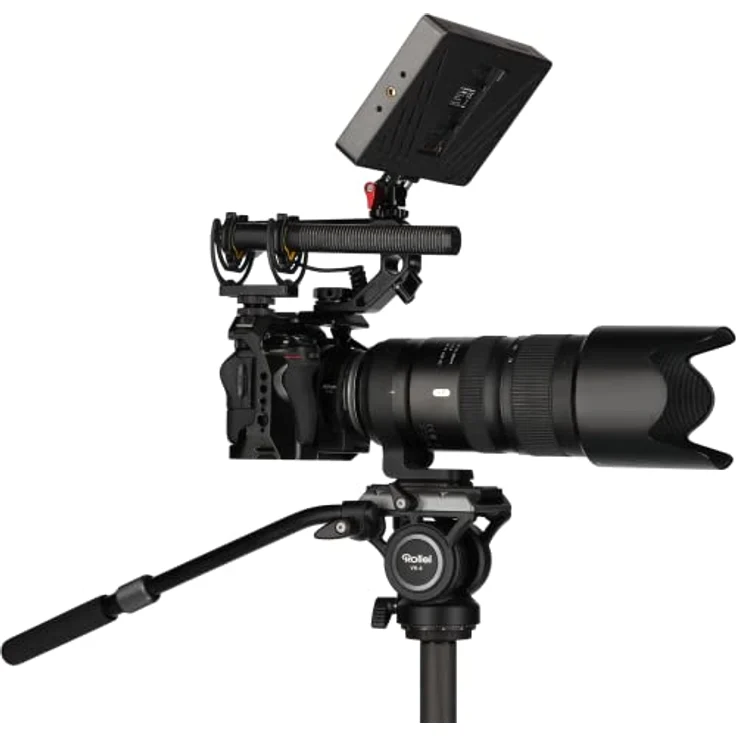 Rollei VH-6 Fluid-Videokopf, Videoneiger für Camcorder und DSLR-Kameras, für Filmaufnahmen, Videografie, Content Creation, Live-Streaming und Tragkraft 10kg – Bild 5