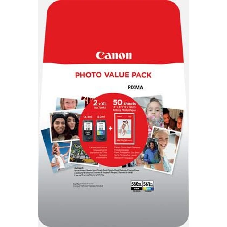 CANON CRG PG-560XL-CL-561XL Photo Value BL 4x6 Phot PaperGP-501 50sheets + XL Black & XL Colour Cartridges – Bild 2
