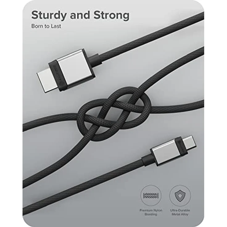 ALOGIC Ultra USB-C-zu-HDMI-Kabel, 4K externes Display, 100 W Power Delivery, geflochtenes Nylonkabel mit Metallgehäuse, 2M, kompatibel mit Windows, Mac und Chromebook – Bild 5