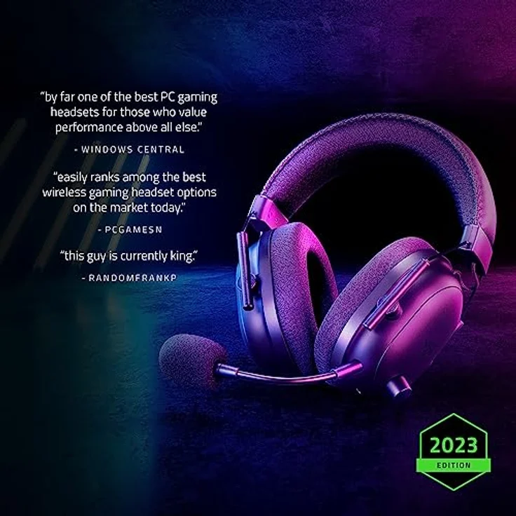 Razer BlackShark V2 Pro (2023) - Kabelloses Premium-Esports-Headset (HyperClear Super-Breitband-Mikrofon, TriForce Titanium 50mm Treiber, HyperSpeed Wireless-Technologie, bis zu 70 Std. Akku) Schwarz – Bild 2