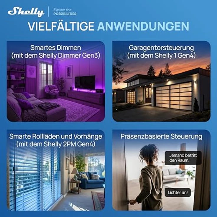 Shelly BLU Remote Control ZB, Zigbee Fernbedienung mit Gestensteuerung, Weiß, lange Batterielaufzeit – Bild 5
