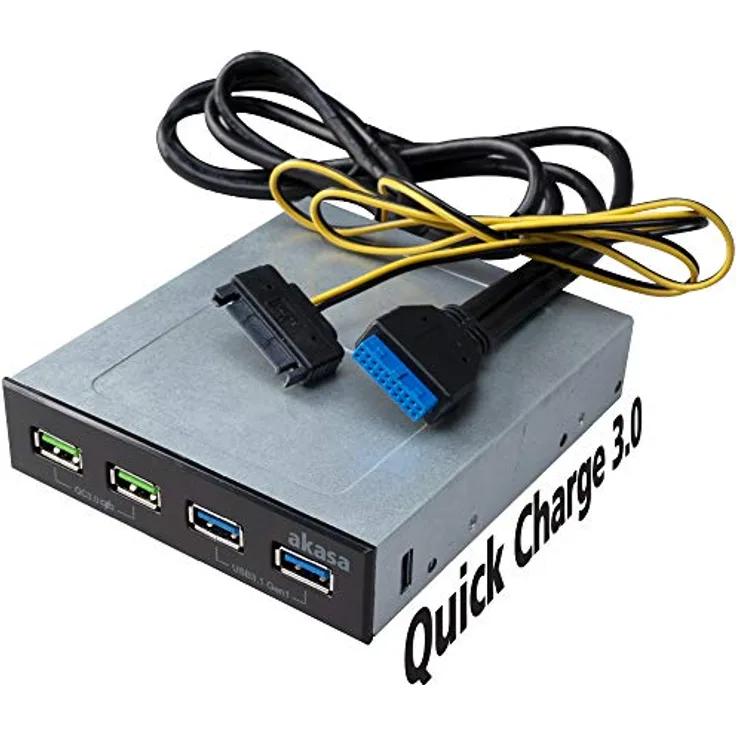Akasa USB 3.1 Gen2 und Quick Charge Panel 5,25 Zoll - schwarz