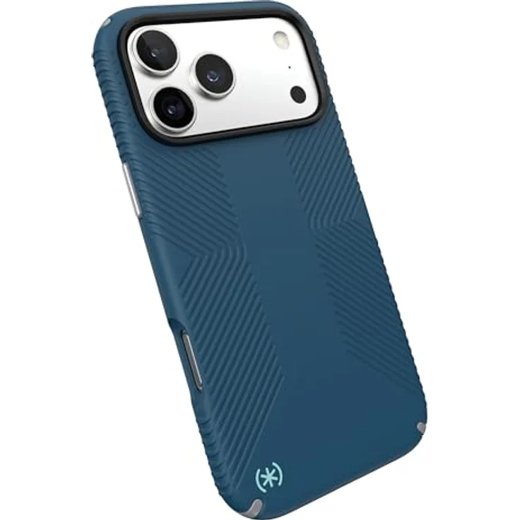 Speck PRESIDIO2 Grip für iPhone 17 Pro Max, MagSafe-kompatible Hülle mit 4m Fallschutz, DEEP SEA/Silver Metallic/Spell Blue – Bild 4