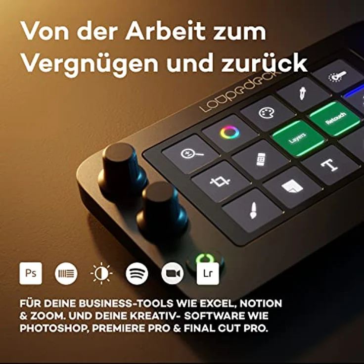 Loupedeck Live S - Die Konsole für volle Stream-Kontrolle, Produktivität und Content Creation. Mit anpassbaren LED-Touch-Buttons, Drehreglern und RGB-Tasten. Für Mac und Windows – Bild 4