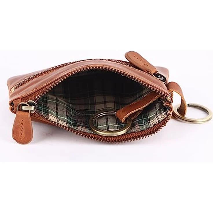 Benthill Schlüsseletui Echt Leder | Schlüsseltasche Klein mit 3 Fächern | Schlüsselmäppchen für Damen & Herren inkl. Geschenkbox, Farbe:Braun – Bild 4