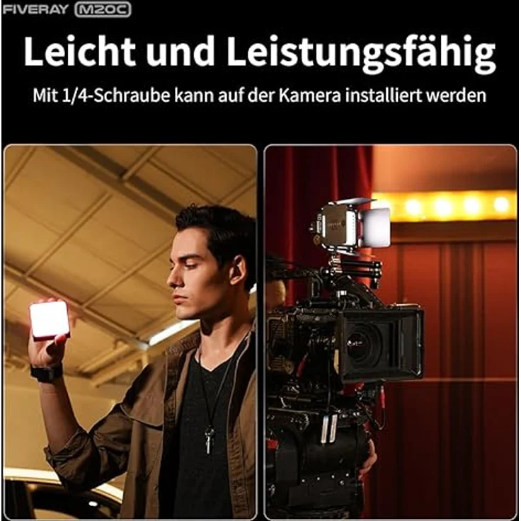 ZHIYUN Fiveray M20C Combo [Official] Videolicht RGB 20W, LED Streaming Licht, Magnetisch Videoleuchte mit 1950 Lux/ 2500~10000K/ 4500mAh/ CRI 94+/ Bluetooth, mit Gitter/Diffusor/Scheunentor/Tasche – Bild 2