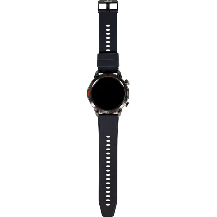 Nilox Trailround Sport Smartwatch, Schwarz, mit 100+ Sportarten, Herzfrequenz- und Blut-Sauerstoffüberwachung, Smartphone-Benachrichtigungen