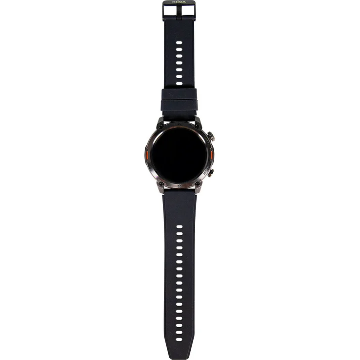Nilox Trailround Sport Smartwatch, Schwarz, mit 100+ Sportarten, Herzfrequenz- und Blut-Sauerstoffüberwachung, Smartphone-Benachrichtigungen