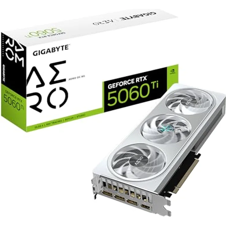 Gigabyte GeForce RTX 5060 Ti AERO OC 8G Grafikkarte – 8 GB GDDR7, 128 Bit, PCI-E 5.0, 2647 MHz, WINDFORCE Kühlsystem, RGB Beleuchtung, Dual BIOS