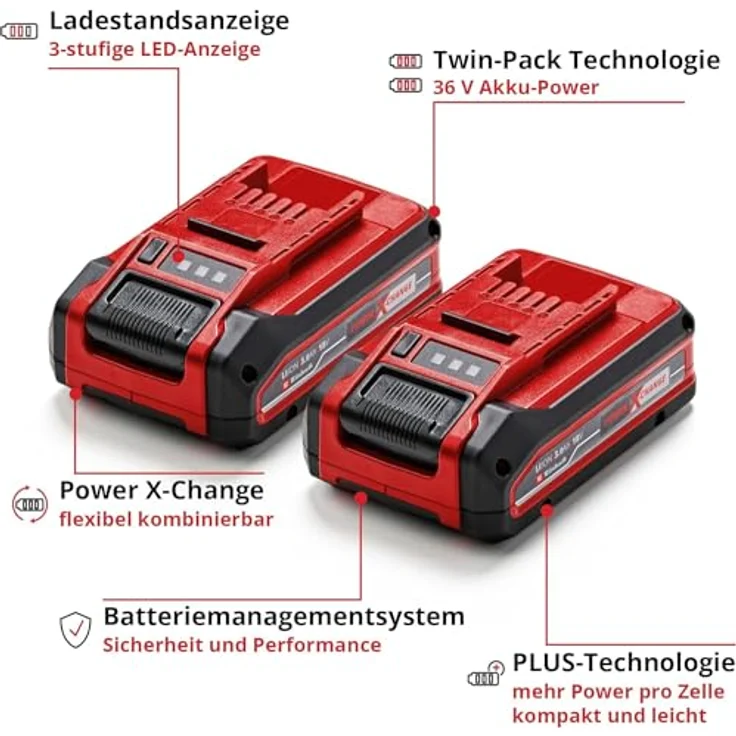 Einhell Original Power X-Change Plus Akku (18 V, Li-Ion, universell verwendbar, Twin-Pack, ohne Ladegerät) – Bild 3