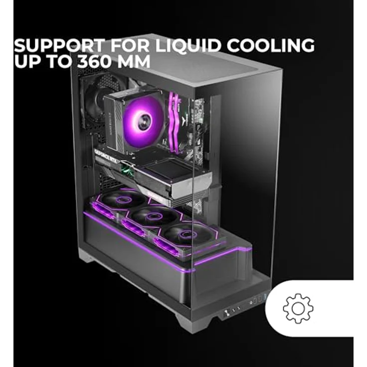 Mars Gaming Mc-Prisma PC-Tower-Gehäuse, Midi Tower, schwarz, mit gehärtetem Glas, RGB-Beleuchtung und Anti-Staubfilter – Bild 4