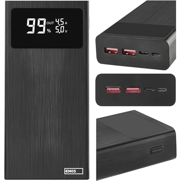 EMOS Powerbank BetaQ 20000mAh, 22,5 W Quick-Charge externer Akku/Ladegerät mit Passthrough und Display, schwarz – Bild 3