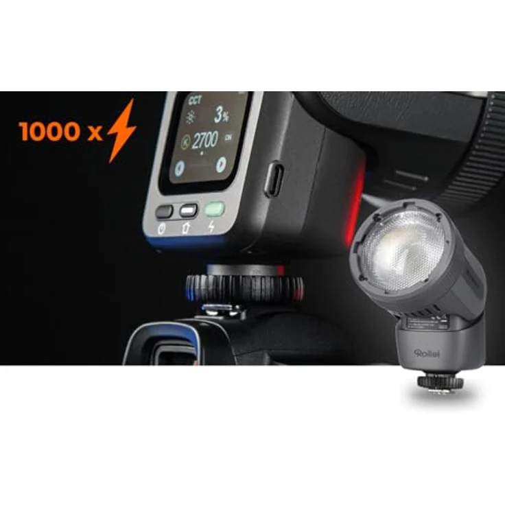 Rollei HS Freeze Q1 Blitzlicht & Bi-Color LED-Dauerlicht, Leitzahl 26, 12W LED – Bild 2