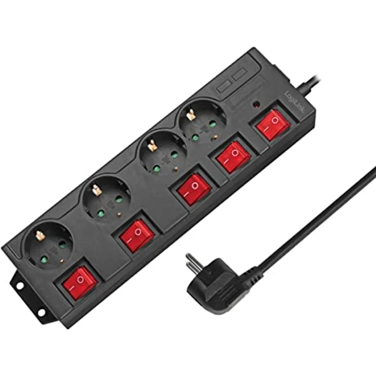 LogiLink Steckdosenleiste 4-fach,4xCEE 7/3,m. 5Schalter,schw – Bild 1