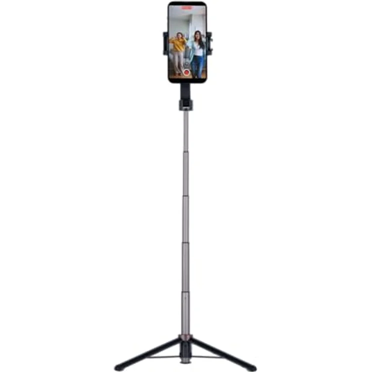 Rollei Smartphone Selfie Tripod: Mini-Stativ mit Fernauslöser, höhenverstellbar bis 65,6 cm. 3-in-1: Stativ, Selfie-Stick. Bluetooth, kompakt & stabil. Ideal für unterwegs! (Klemmhalterung) – Bild 1