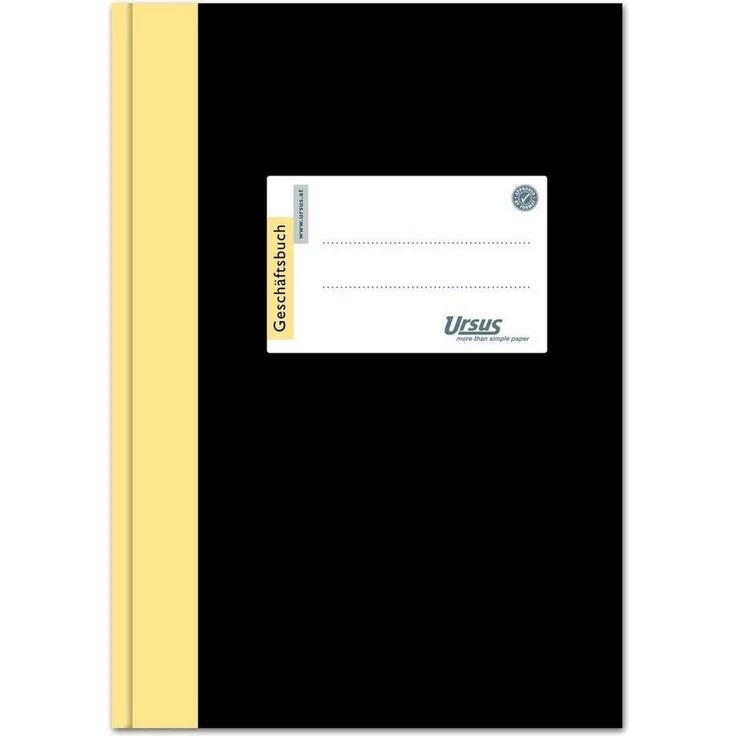 Ursus - Ludwig Bähr Notizbuch A4 mit Halbleineneinband, 144 Blatt, 80g/qm liniert, schwarz