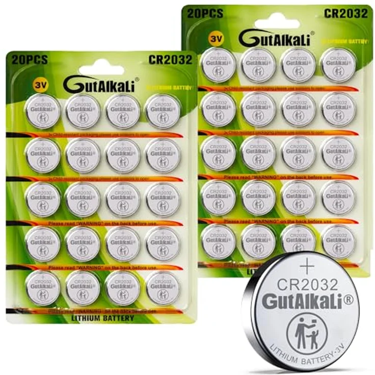 GutAlkaLi CR2032 Lithium Knopfzellen, 3V, hohe Kapazität 240 mAh, 40er Pack – Bild 1