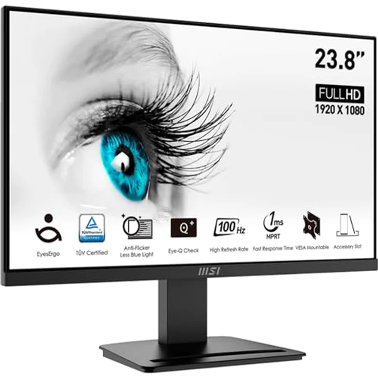 MSI PRO MP2412DE 23,8 Zoll (60 cm) FHD Monitor, 100 Hz, VA Panel, Schwarz – Bild 1