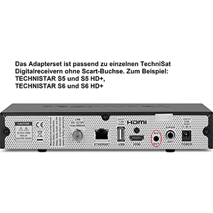 TechniSat Adapter Set - Video-/Audio-Kabelkit - Schwarz - für DigiPal T2 DVR, T2 HD, DIGIT S3 HD, TechniStar S5, S6 (0000/3649) – Bild 3