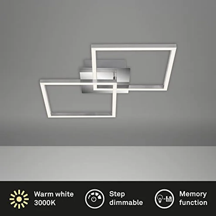 Briloner Leuchten LED Deckenleuchte drehbar, Deckenlampe dimmbar, 24 Watt, 1.800 Lumen, 3.000 Kelvin, chrom-silberfarbig, W, 620x368x73mm (LxBxH) – Bild 2