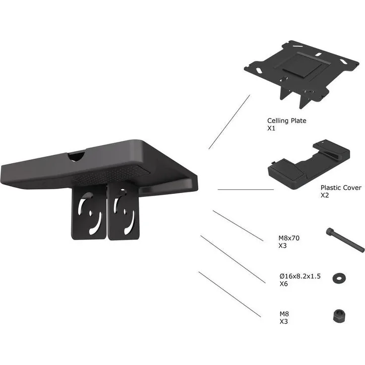 Multibrackets Beamer TV Deckenhalterplatte, schwarz, für Pro Series, max. 90 kg Tragkraft, modulare Bauweise