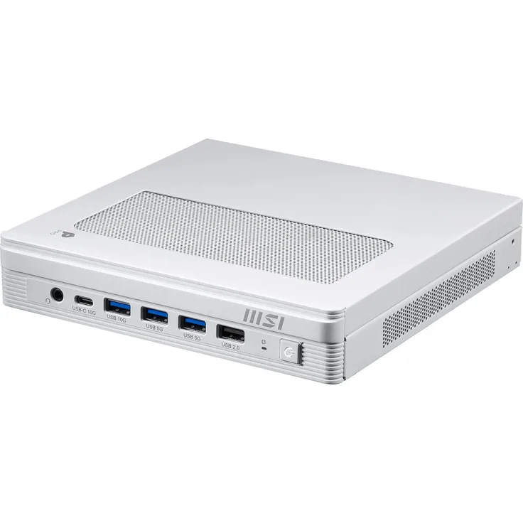 MSI PRO DP10 A14MG-007BEU, kompakter Desktop-PC mit Intel Pentium Gold G7400, weiß, anpassbar, ohne RAM und Speicher
