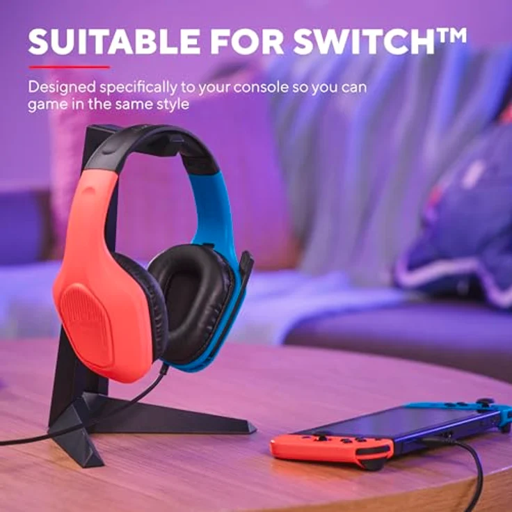 Trust Gaming GXT 416S Zirox Leichtes Gaming Headset für Nintendo Switch, Blau/Rot, 50-mm-Treiber, 1,2 m Kabel, Hochklappbares Mikrofon, Over-Ear Kopfhörer mit Kabel – Bild 3