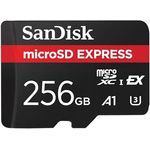 SanDisk Micro SD Express, 256 GB micro SD Karte, PCIe 3.1 NVMe-Schnittstelle, bis zu 880/480 MB/s