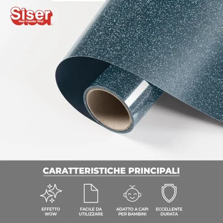 Siser Transferfolie für Cad-Cut ®, 30 cm, glitzernde Heißtransfer-Folie in Türkisblau für Textilien – Bild 2