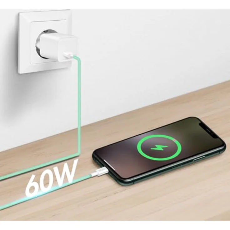 Logilink USB 2.0 Typ-C Anschlusskabel, A zu C, 60W, Nylon-Ummantelung, 1 m, Grün – Bild 5