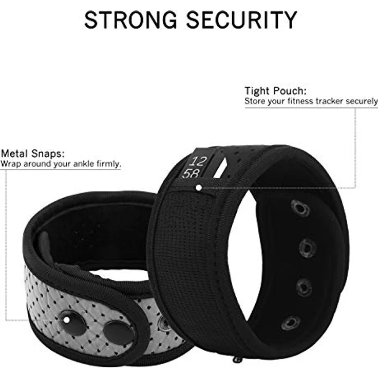MoKo 2er-Pack Knöchelriemen, kompatibel mit Fitbit & Garmin Trackern, atmungsaktiv, wasserdicht, doppeltes Knopf-Design, Schwarz – Bild 3