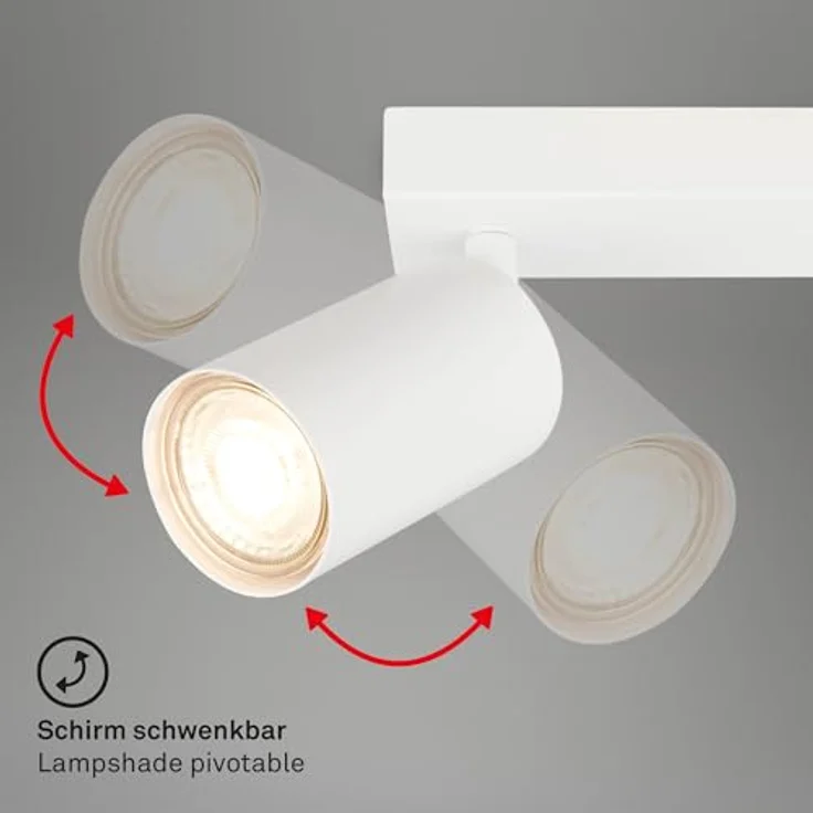 BRILONER Deckenlampe schwenkbar, GU10 Fassung, max. 9 W, 25,5 cm, Weiß - Moderne Wohnzimmer- und Schlafzimmerlampe – Bild 5