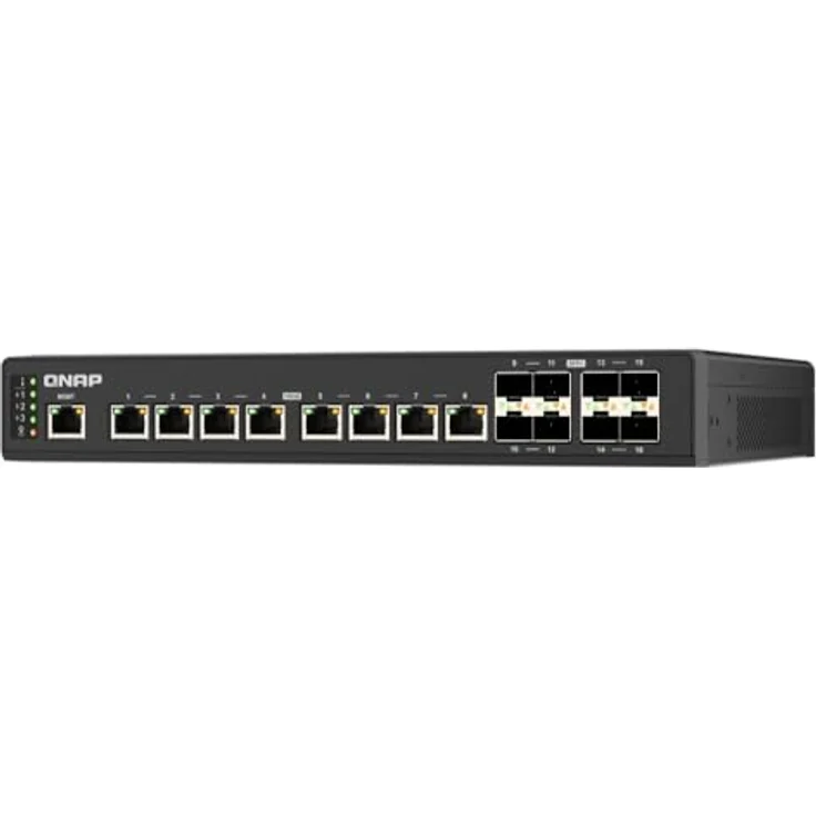 QNAP Switch QSW-IM3216-8S8T | 8X 10GbE RJ45, 8X 10GbE SFP+, L2 Managed, Lüfterlos IP20, DC 9-54V Stromversorgung, Rackmount – Bild 2