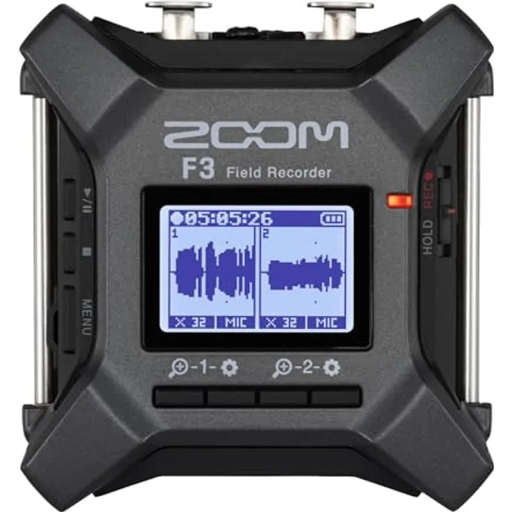 Zoom Audio F3 Multitrack Field Recorder, 32bit/192kHz Aufnahmequalität, 2 XLR-Eingänge, Bluetooth-konnektiv, robustes Gehäuse