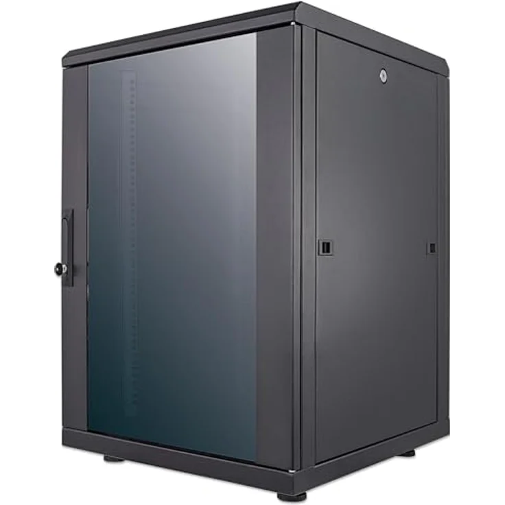 Intellinet 713627 48,26 cm 19'' Netzwerkschrank 16 HE 778 (H) x 600 (B) x 600 (T) mm Schutzklasse IP20 montiert schwarz – Bild 2