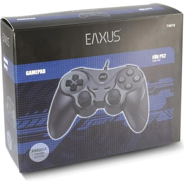 Eaxus Double Shock Controller für PS2, 2er Set Gamepad mit Vibration, schwarz – Bild 5