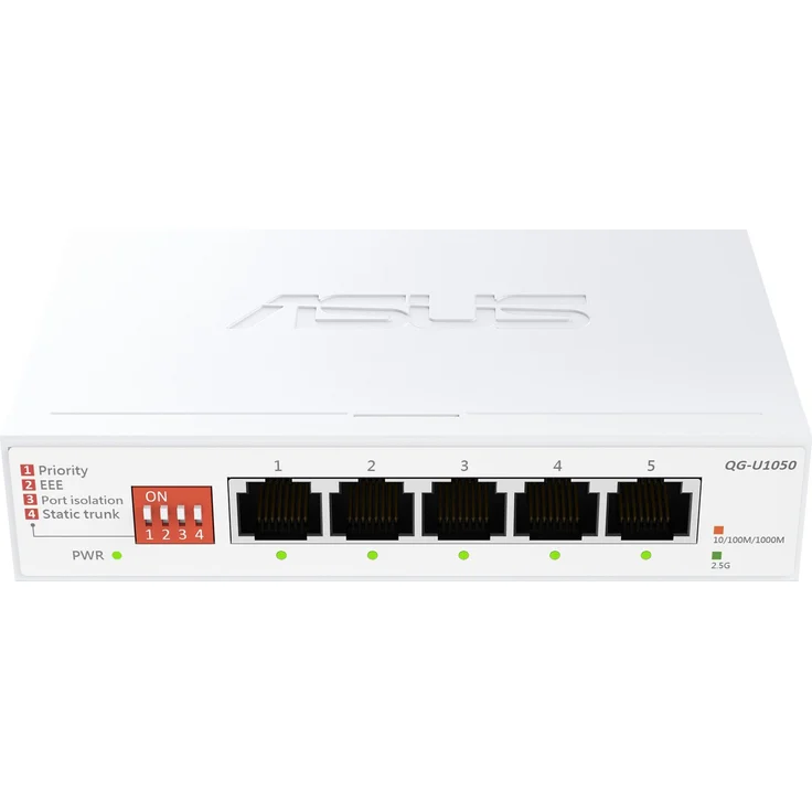 ASUS QG-U1050 5-Port 2.5G Switch, Netzwerk Switch mit 2.5G-Ports, Plug and Play, Weiss – Bild 1