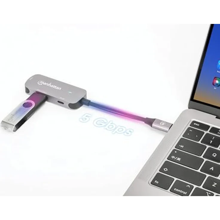 Manhattan Notebook Dockingstation 190299, 3-in-1 USB-C Dock mit 4K HDMI, 85W Power Delivery und USB-A Anschluss – Bild 3
