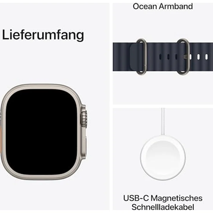 Apple Watch Ultra 2 GPS + Cellular, 49 mm Titangehäuse, Ocean Armband Marine, One size – Bild 6