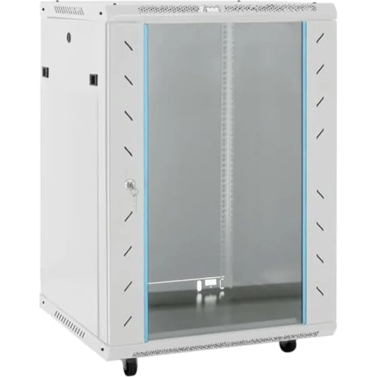 vidaXL 15U Netzwerkschrank auf Rollen 19" IP20 53x40x80 cm, solide Konstruktion aus kaltgewalztem Stahl, abschließbare Fronttür – Bild 1