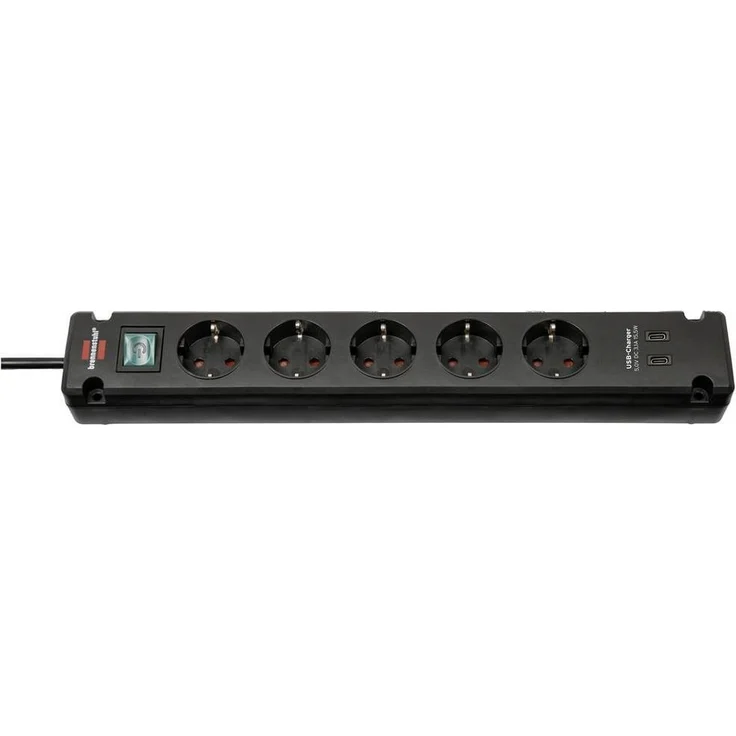 Brennenstuhl Bremounta Steckdosenleiste mit USB-C® Ladefunktion, schwarz, 3m Kabel – Bild 1