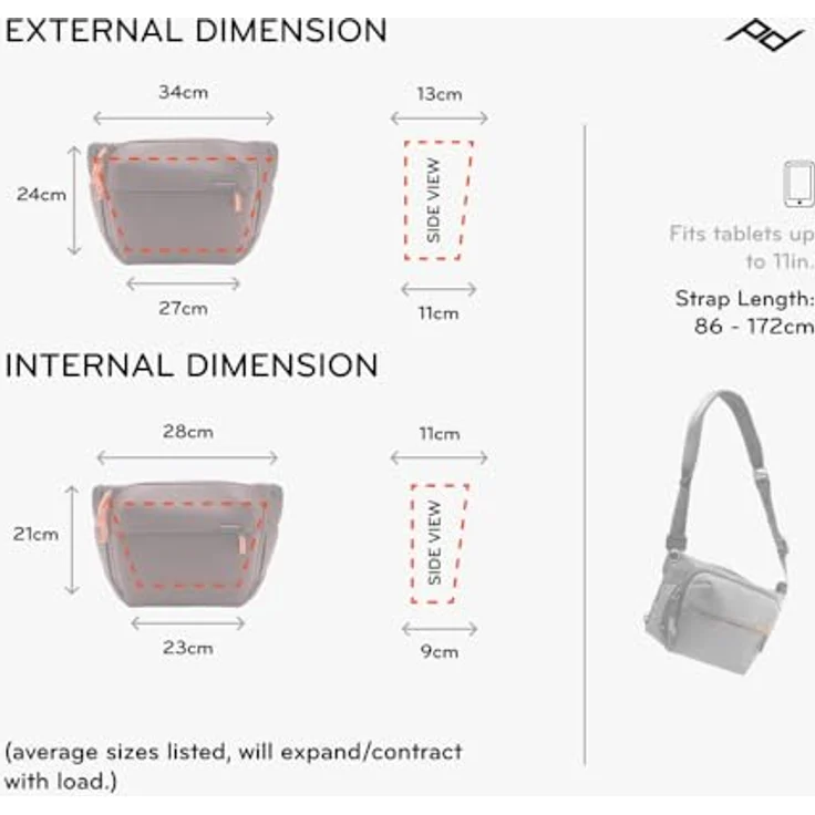 Peak Design Everyday Sling 6L, Kameratasche aus 400D-Nylon-Canvas für spiegellose Kameras und Tablets, schwarz – Bild 7