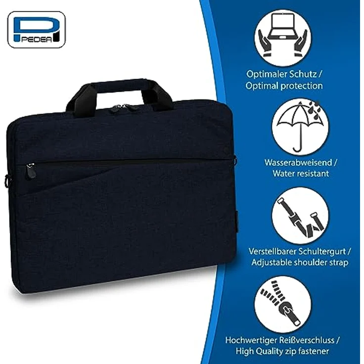 PEDEA Laptoptasche FASHION, Umhängetasche in blau/schwarz mit dicken Polsterung und fleeceartigem Innenfutter – Bild 5