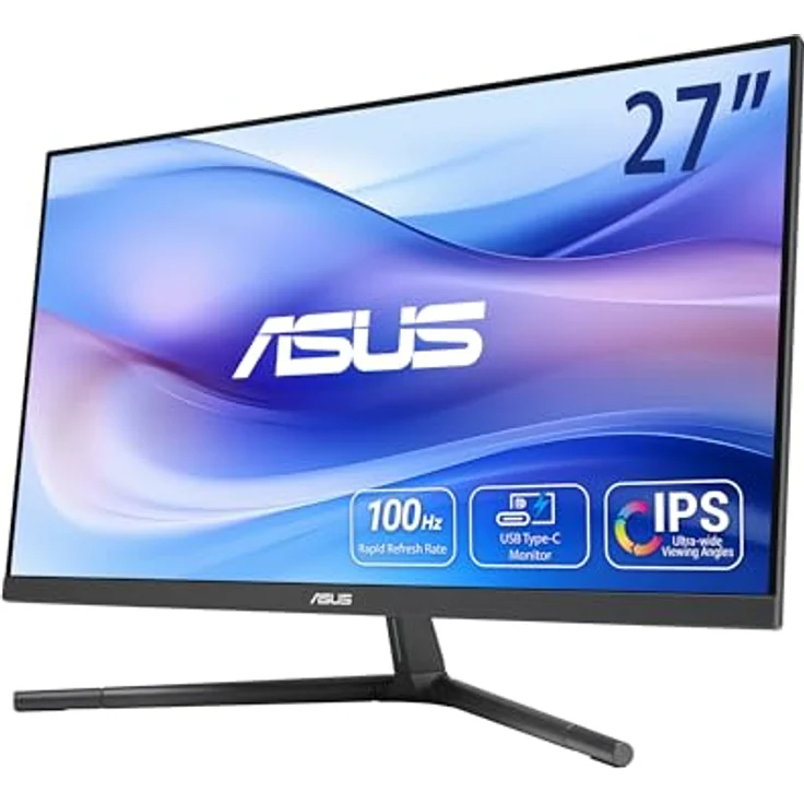 ASUS Eye Care VU279CFE-B 27 Zoll Full HD Monitor - 100 Hz, 1ms MPRT, AdaptiveSync, GreenProduct - IPS Panel, Vesa 75x75, 1920x1080, HDMI, USB-C mit 15W PD, ergonomisch, Sanftes Blau – Bild 1