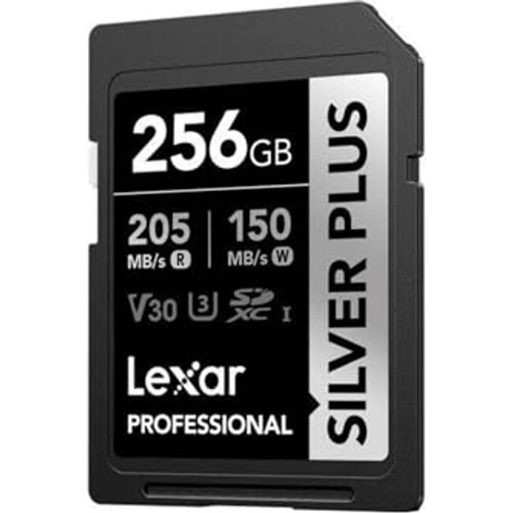Lexar Professional Silver Plus 256GB SDXC V30 UHS-I SD-Karte, schwarz/silber, 205 MB/s Lesegeschwindigkeit, 150 MB/s Schreibgeschwindigkeit, stoßfest und temperaturbeständig – Bild 2