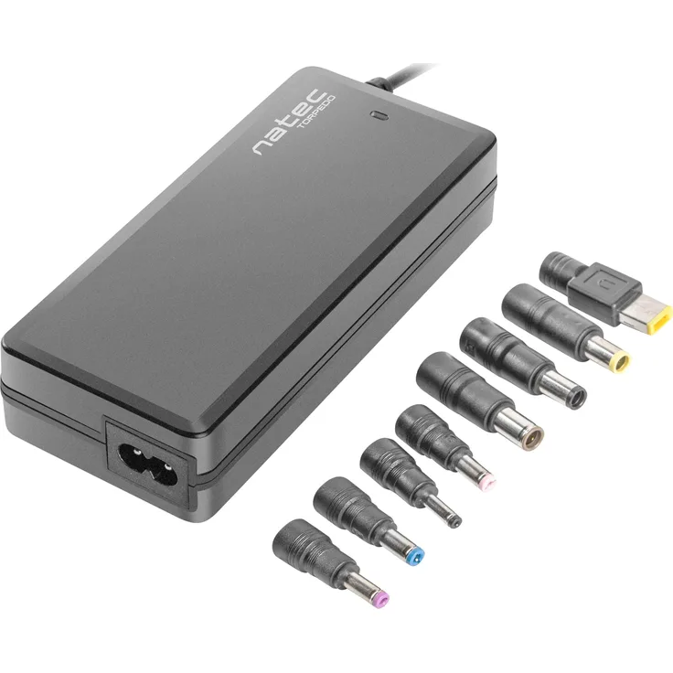 Genesis Torpedo UNI-90, universelles 90W Laptop-Netzteil mit 8 austauschbaren Spitzen, robustes Design, Schwarz