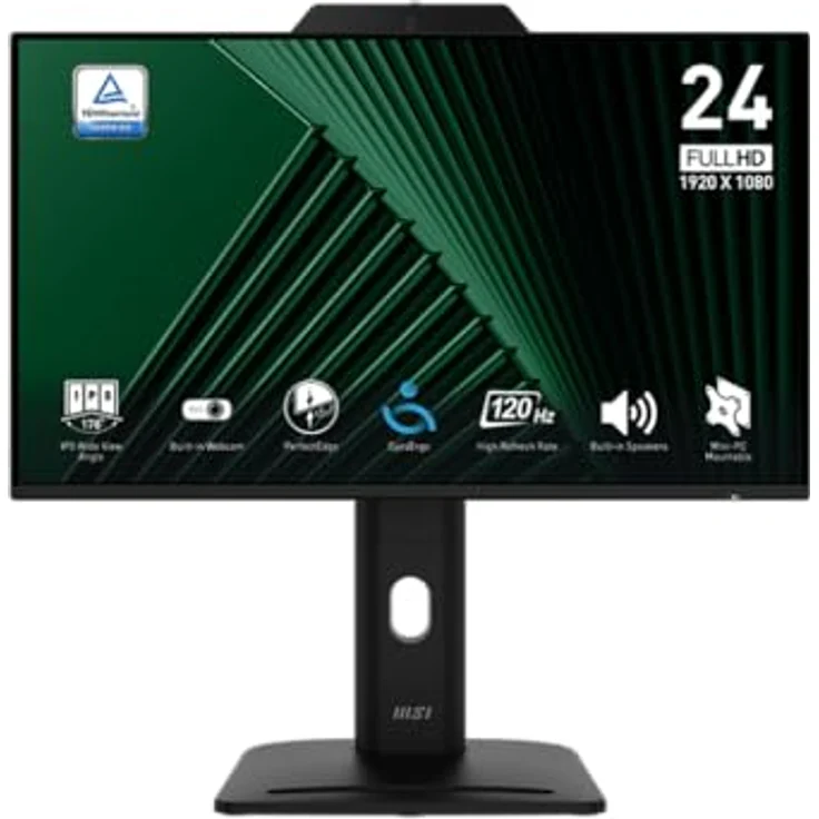 MSI PRO MP242PMGDE, 60cm (24") IPS FHD Monitor mit 1ms Reaktionszeit, 120Hz, Pivot-Funktion und integrierter Webcam – Bild 1